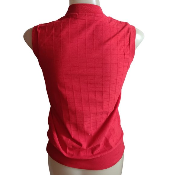 Women's Medium Vintage 70's Sleeveless V-Neck Knitted Womens Top Ribbed Textured - Picture 5 of 6